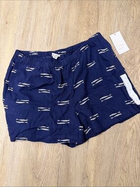 a new day Navy Shorts with White Fish Print